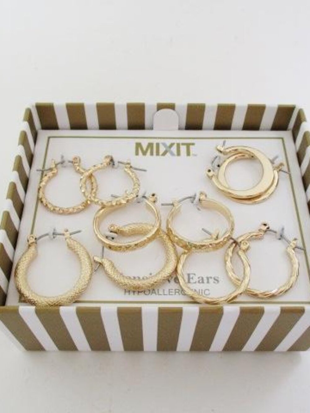 MIXIT Gold Tone Hoop Earrings Set Hypoallergenic Sensitive Ears